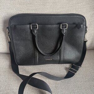Coach Pebble Leather Briefcase Black